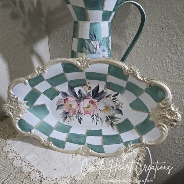 Teal Checkered Tray