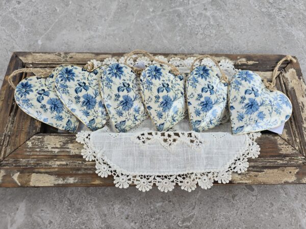 Cottage Blue Metal Ornament Set of 6
