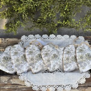 Cottage Neutral Floral Metal Ornament Set of 6- 4 inch