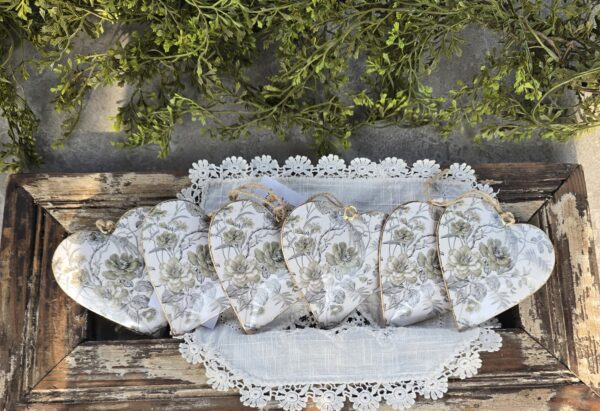 Cottage Neutral Floral Metal Ornament Set of 6- 4 inch